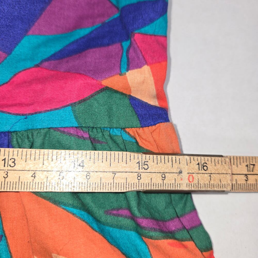 Sim & Sam Women's L Colorful Geometric Cotton Puffed Sleeve Square Neck Mini Dre - Picture 9 of 13